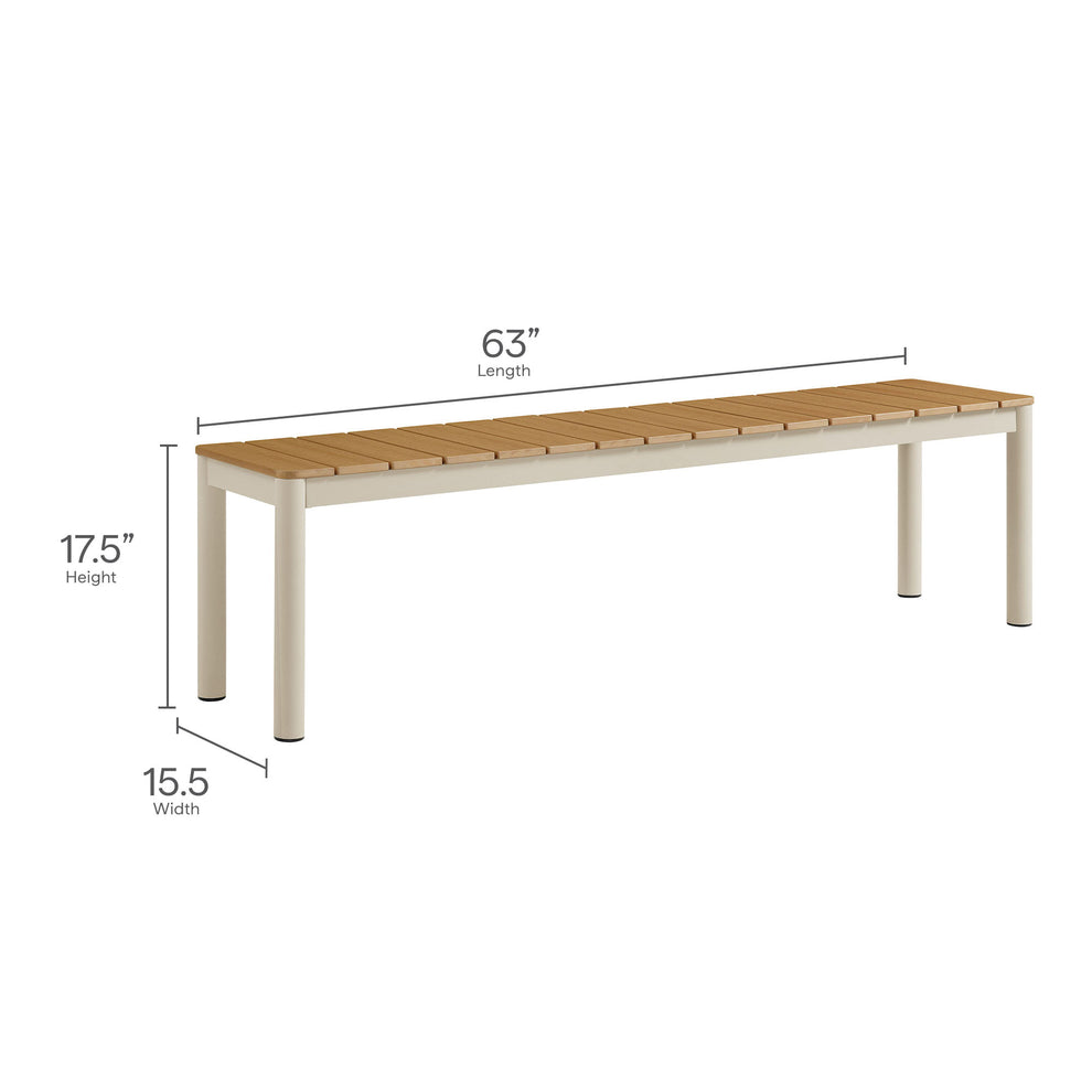 Finn Outdoor Patio Aluminum Bench with Faux Wood Top by Modway | Outdoor Patio Daybed | Modishstore - 9