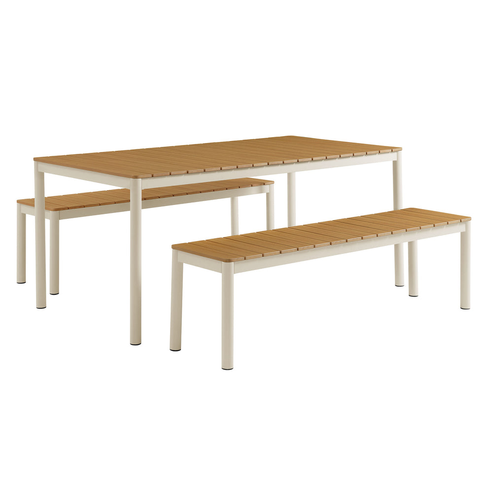 Finn Outdoor Patio Aluminum Faux Wood Dining Set with Benches by Modway | Outdoor Patio Daybed | Modishstore - 2