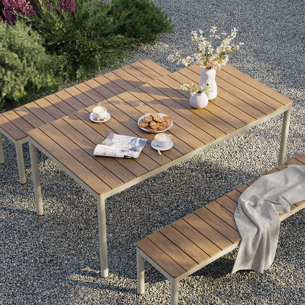 Finn Outdoor Patio Aluminum Faux Wood Dining Set with Benches by Modway | Outdoor Patio Daybed | Modishstore - 4
