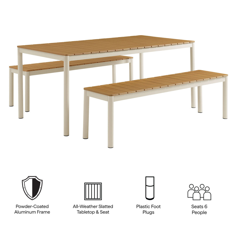 Finn Outdoor Patio Aluminum Faux Wood Dining Set with Benches by Modway | Outdoor Patio Daybed | Modishstore - 6