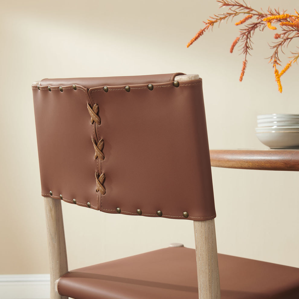 Dover Wood Vegan Leather Dining Side Chairs Set of 2 by Modway | Side Chairs | Modishstore - 8