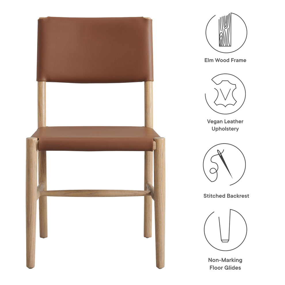 Dover Wood Vegan Leather Dining Side Chairs Set of 2 by Modway | Side Chairs | Modishstore - 9