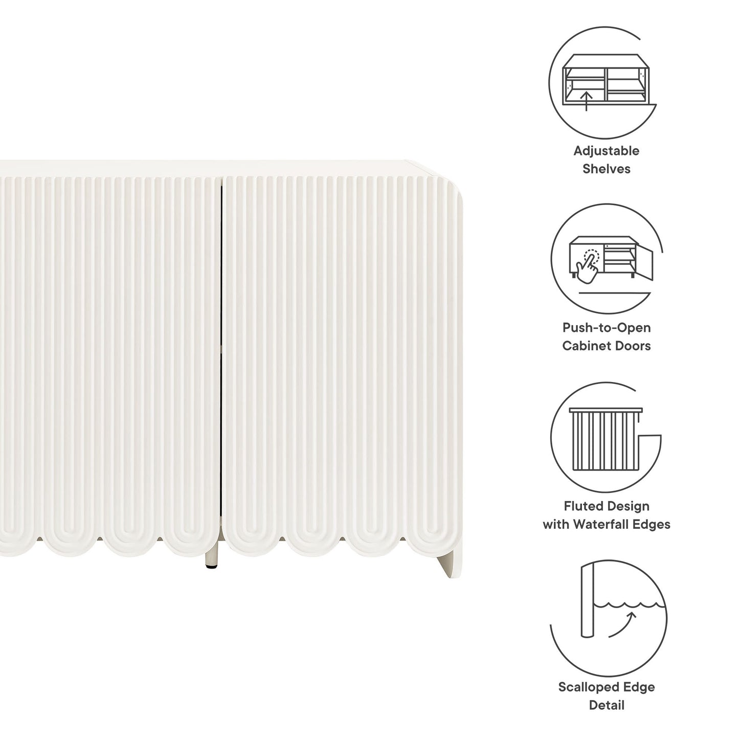 Dahlia Fluted and Scalloped Sideboard Storage Cabinet by Modway | Sideboards | Modishstore - 26