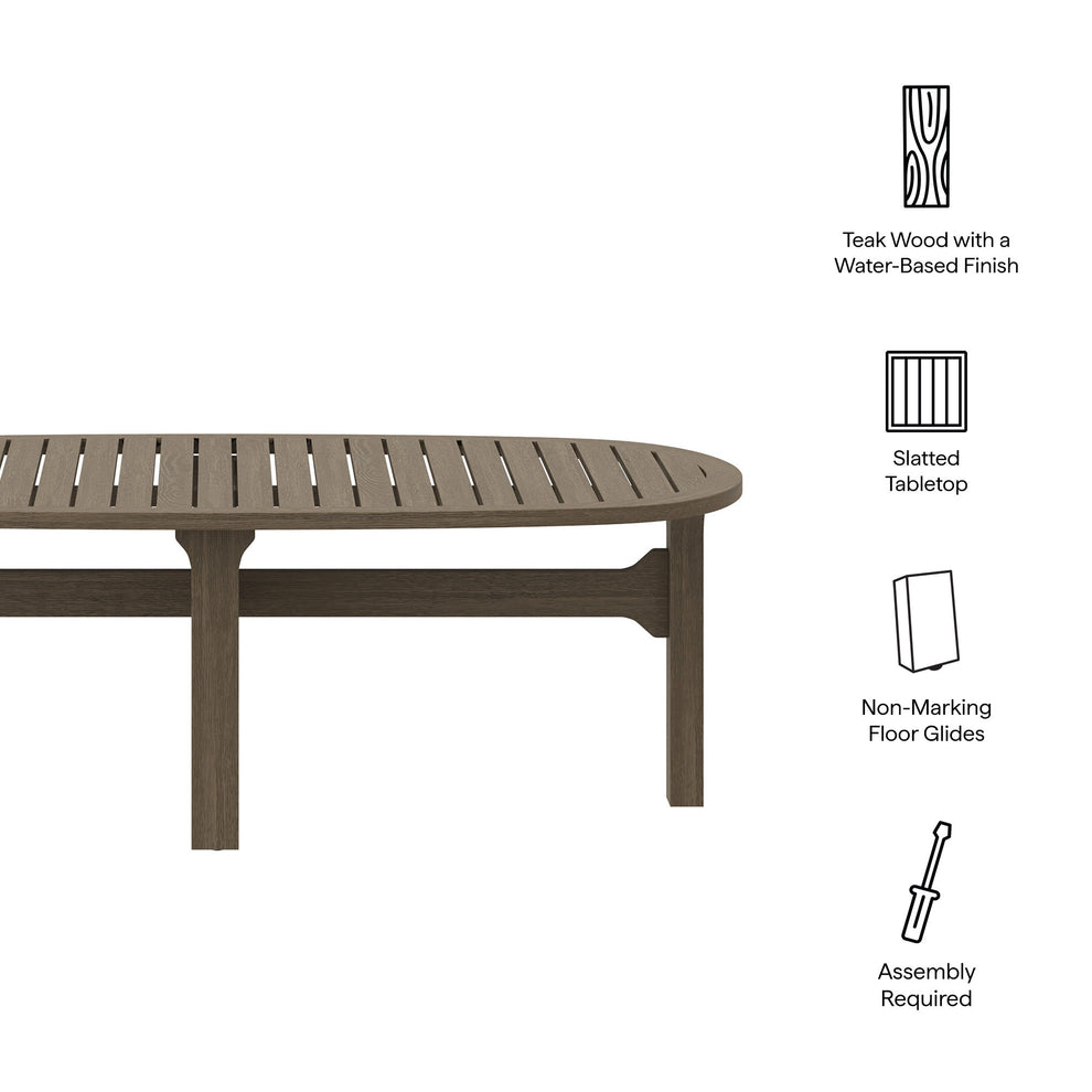 Saratoga Oval Outdoor Patio Teak Wood Coffee Table by Modway | Outdoor Patio Daybed | Modishstore - 9