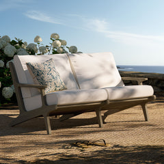 Modway Saratoga Outdoor Patio Teak Wood Fabric Loveseat Modern
