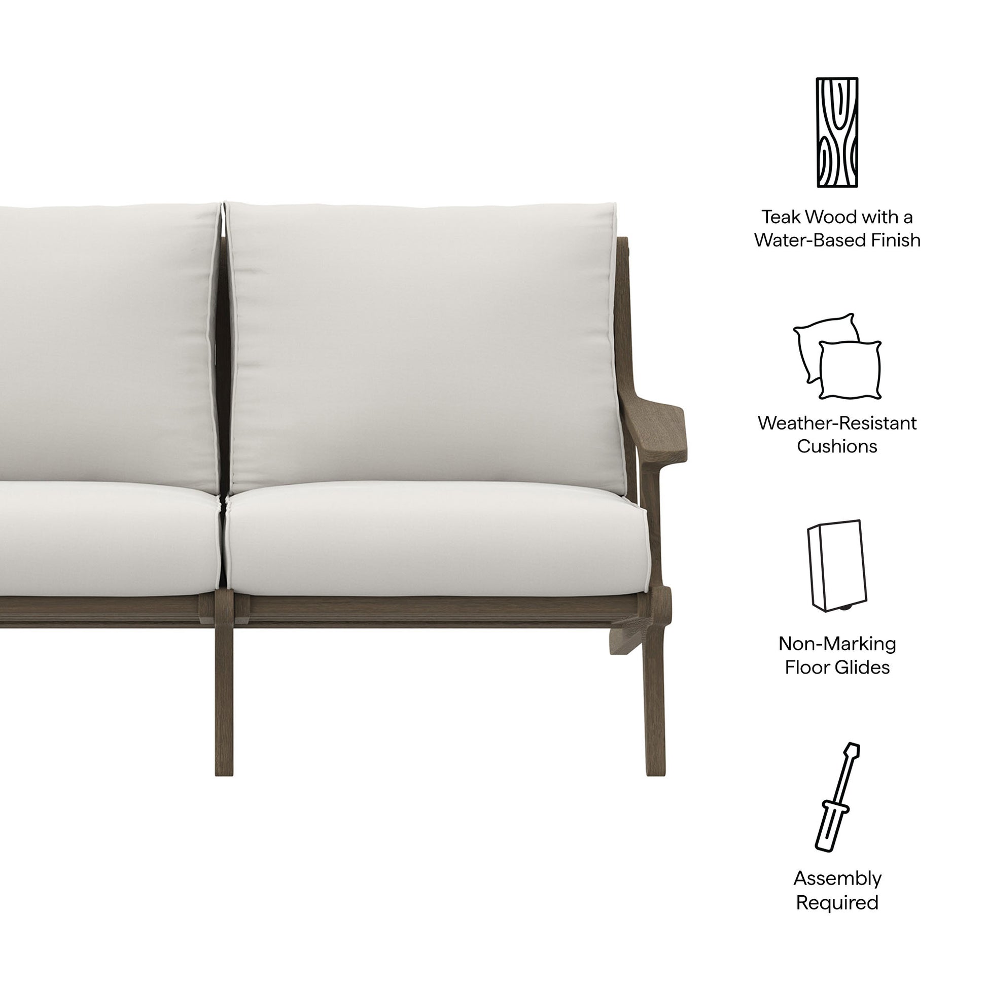 Saratoga Outdoor Patio Teak Wood Loveseat by Modway | Loveseats | Modishstore - 9