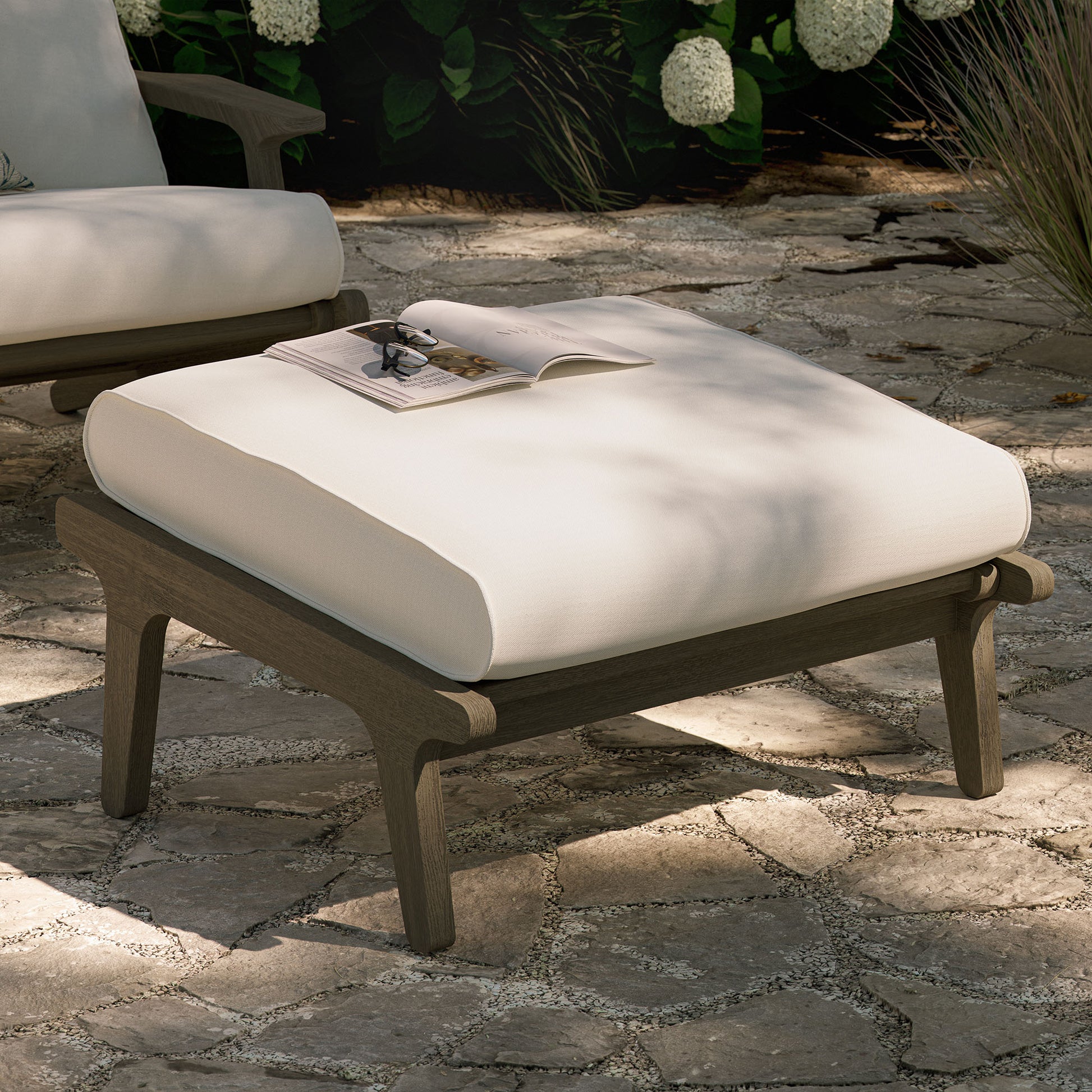 Saratoga Outdoor Patio Teak Ottoman by Modway | Outdoor Patio Daybed | Modishstore - 1