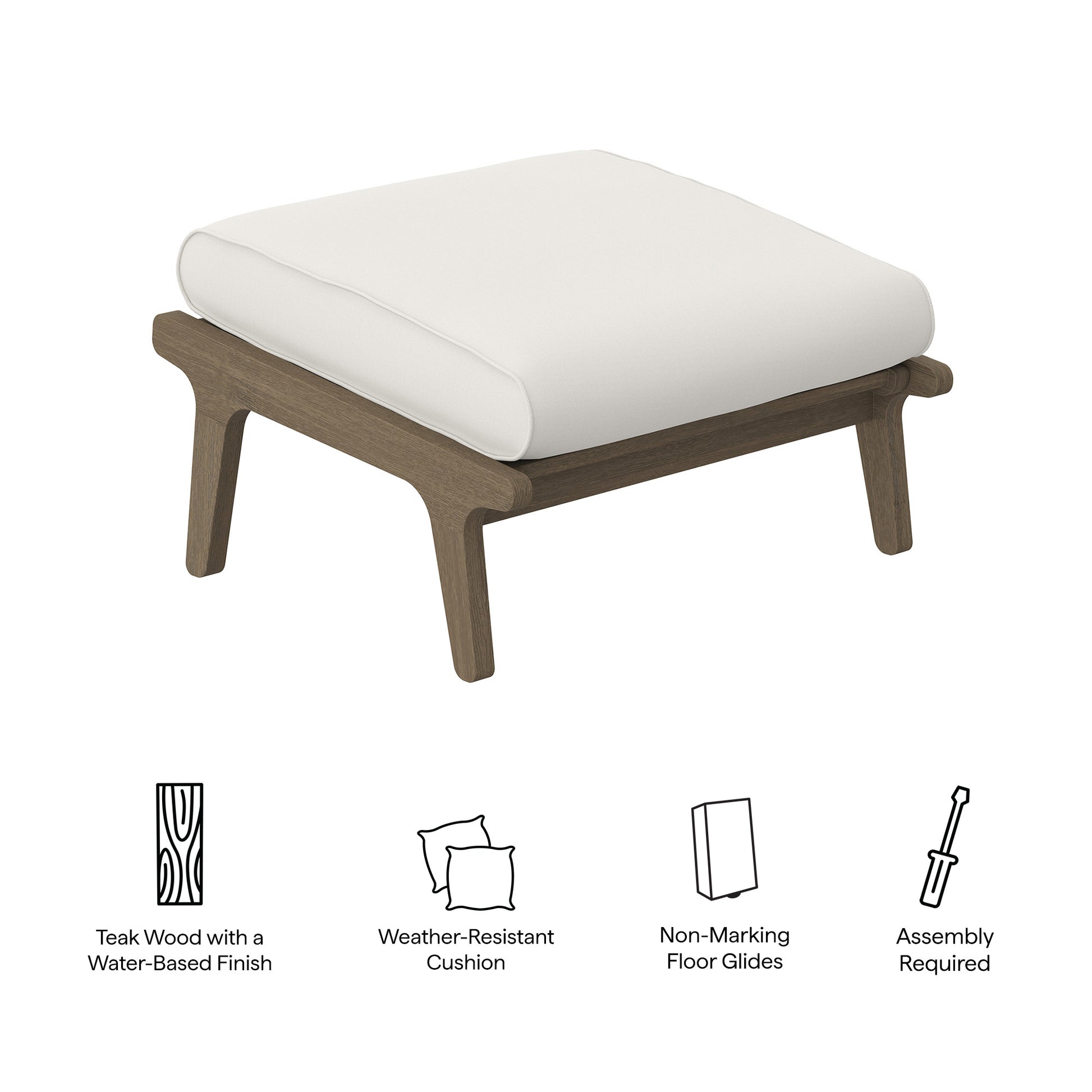 Saratoga Outdoor Patio Teak Ottoman by Modway | Outdoor Patio Daybed | Modishstore - 8