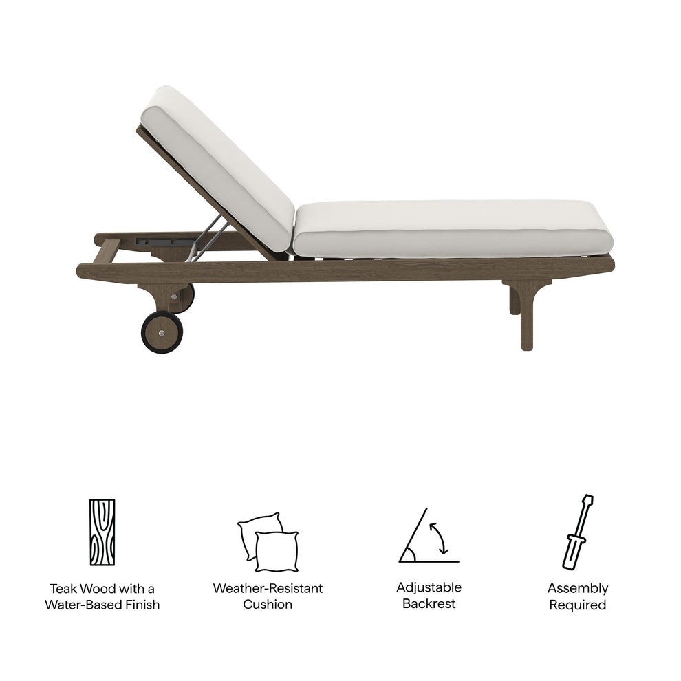 Saratoga Outdoor Patio Teak Chaise Lounge Chair by Modway | Outdoor Patio Daybed | Modishstore - 9