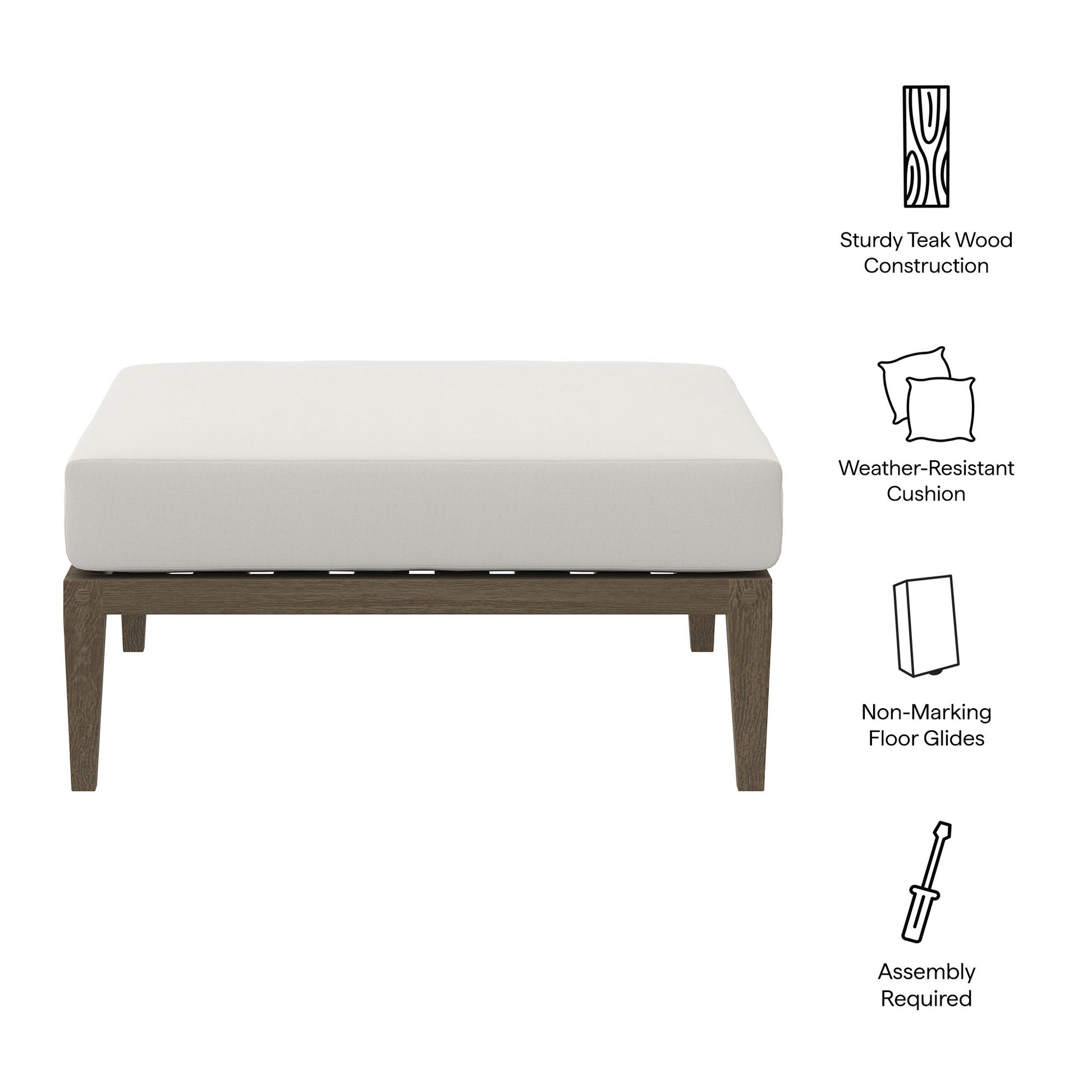 Northlake Outdoor Patio Teak Ottoman by Modway | Outdoor Patio Daybed | Modishstore - 8
