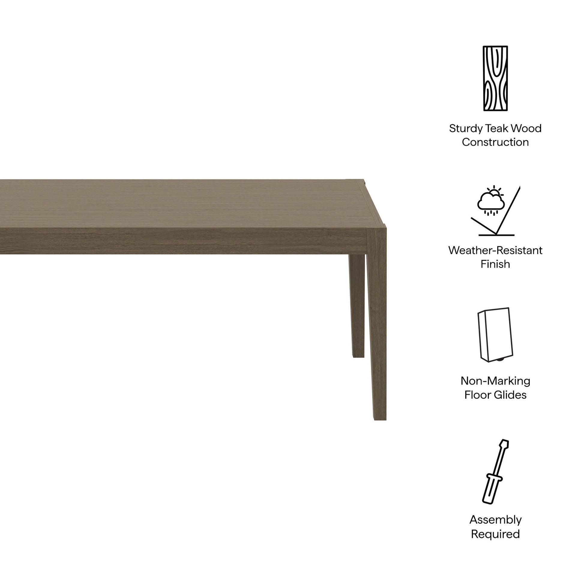 Northlake 83" Rectangular Outdoor Patio Teak Dining Table by Modway | Outdoor Patio Daybed | Modishstore - 9
