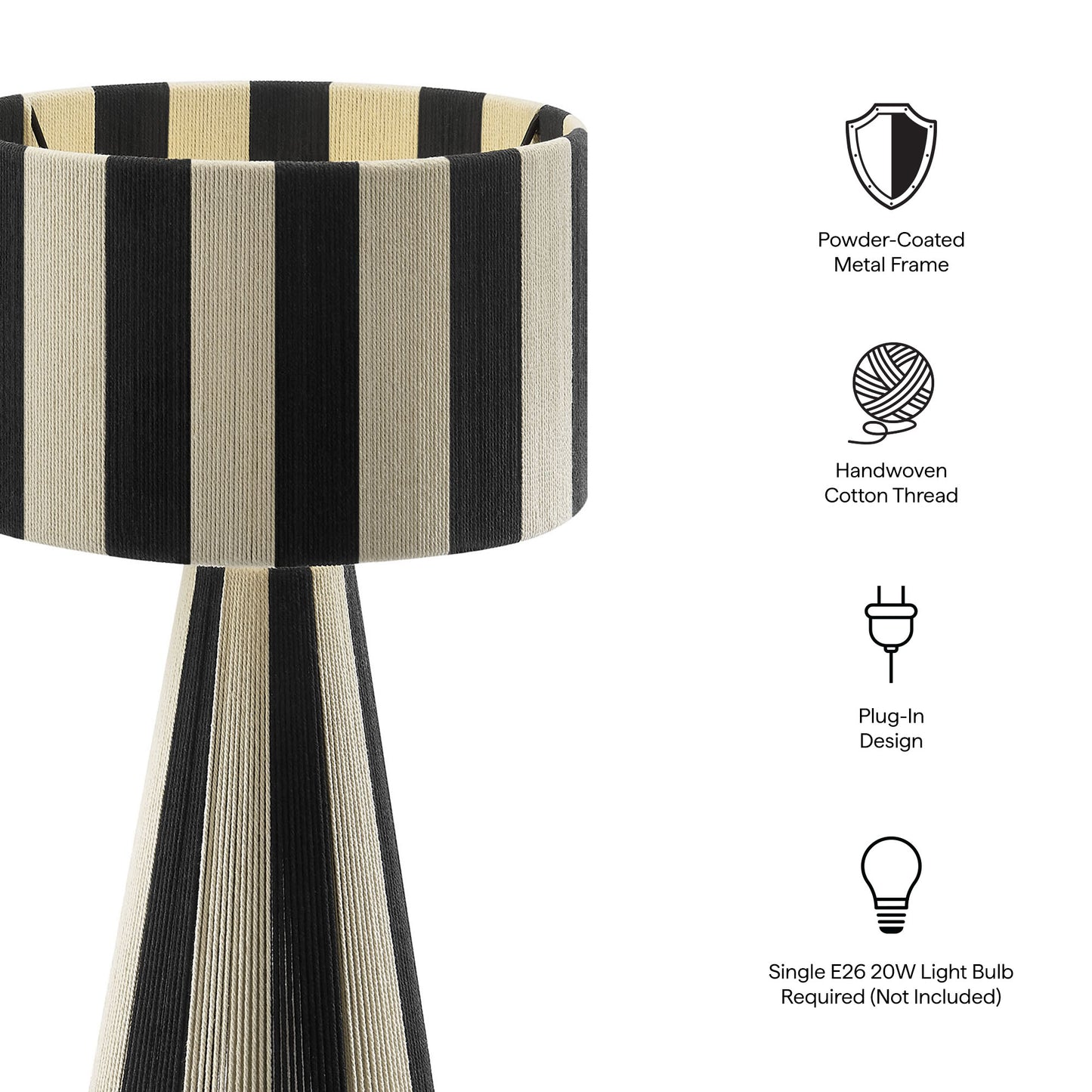 Renae Handwoven Cotton Thread Striped Table Lamp by Modway | Table Lamps | Modishstore - 9