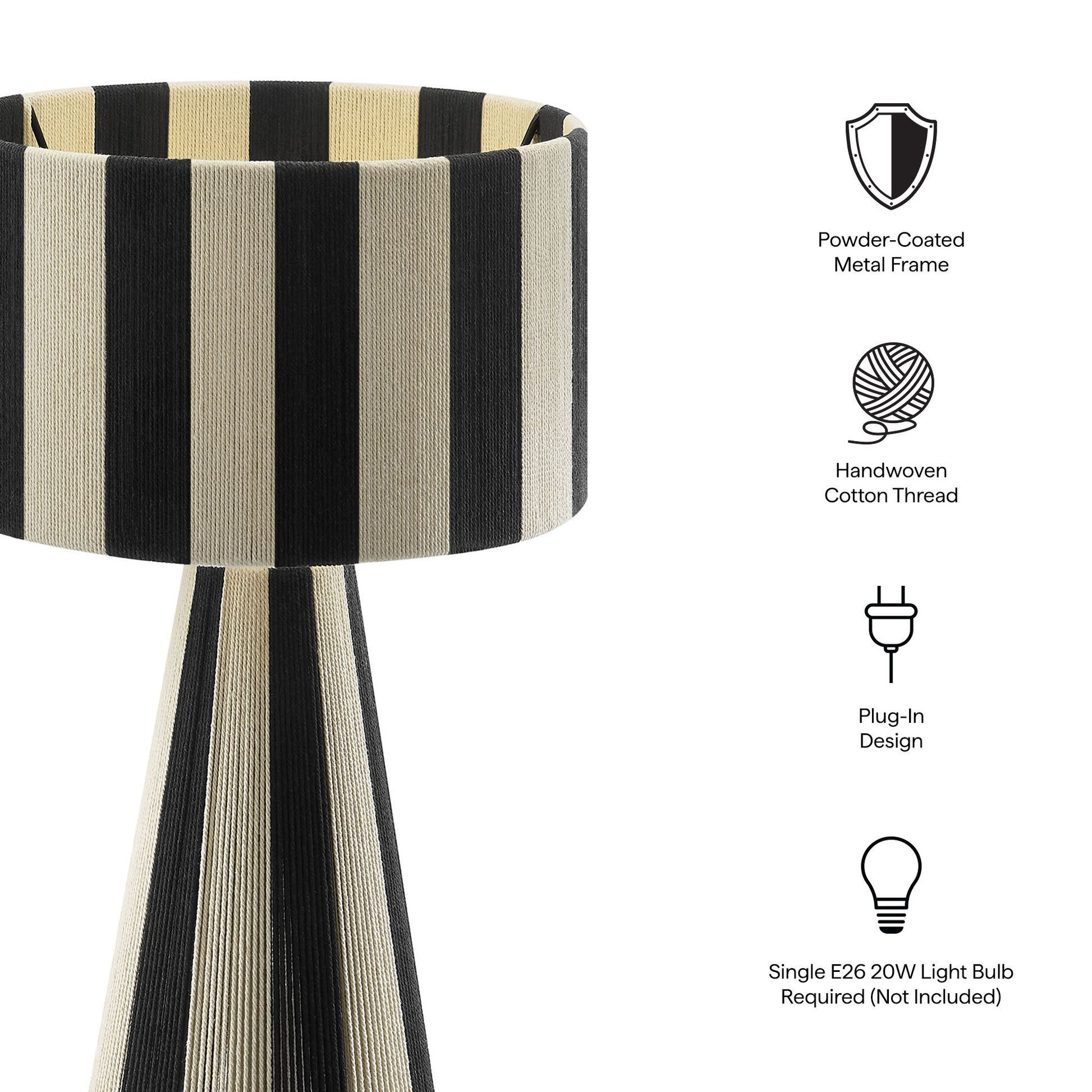 Renae Handwoven Cotton Thread Striped Table Lamp by Modway | Table Lamps | Modishstore - 9