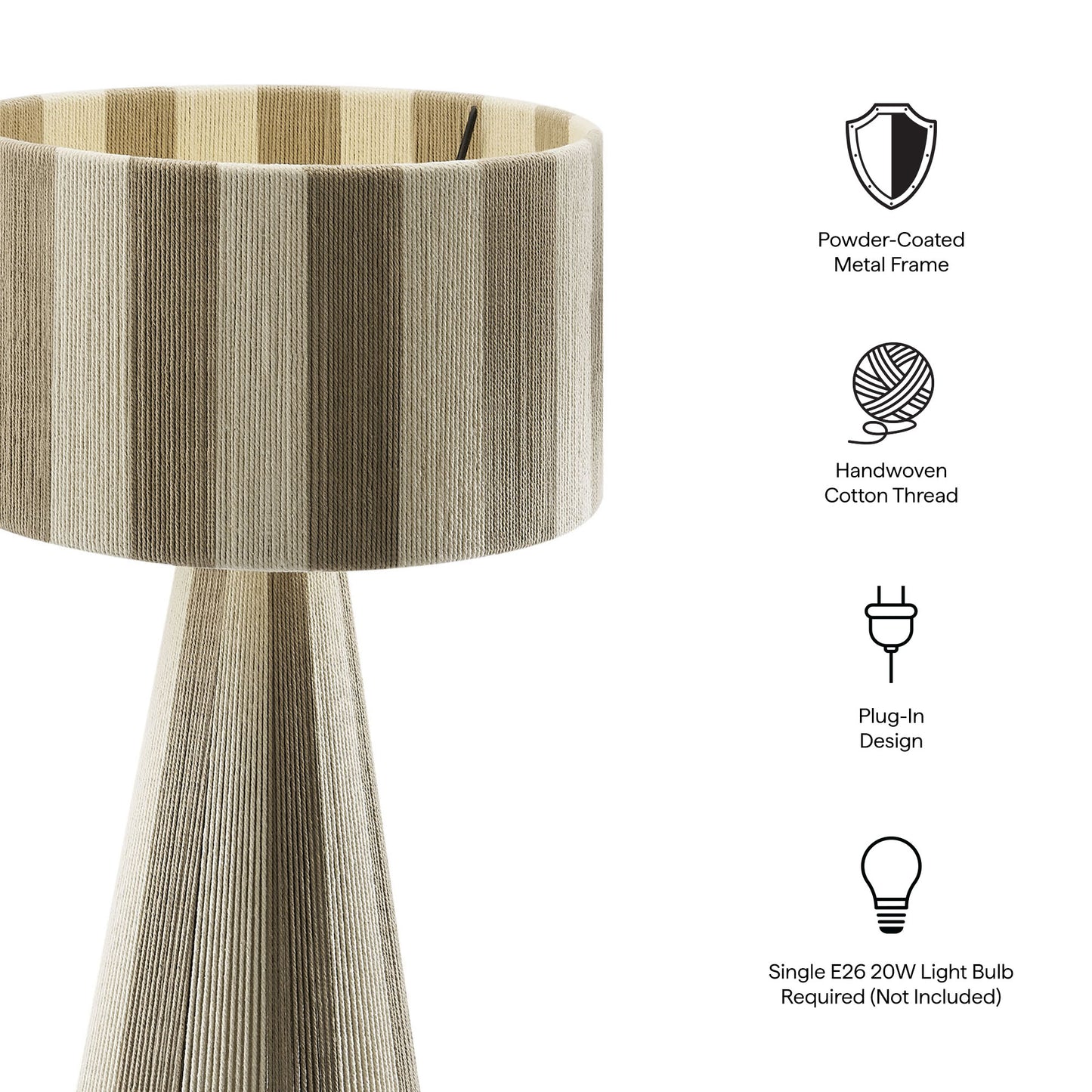 Renae Handwoven Cotton Thread Striped Table Lamp by Modway | Table Lamps | Modishstore - 29