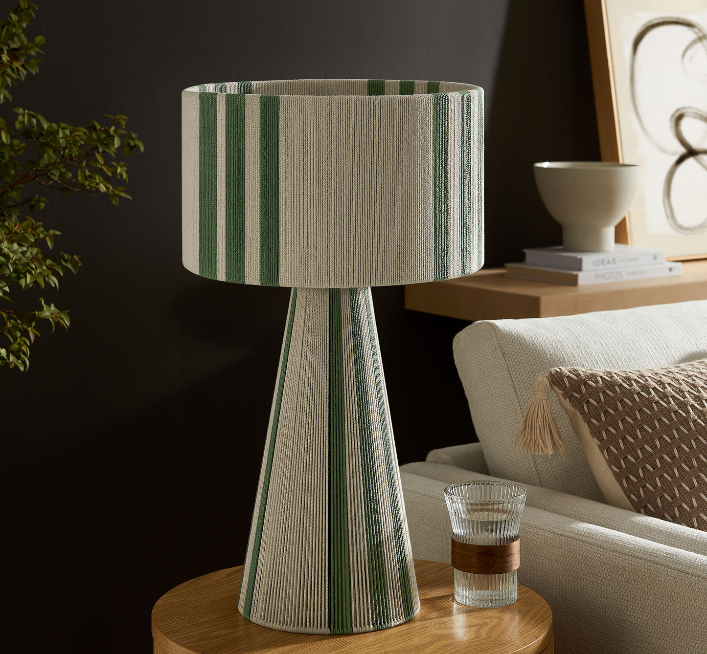 Gia Handwoven Cotton Thread Striped or Plain Table Lamp by Modway | Table Lamps | Modishstore - 1