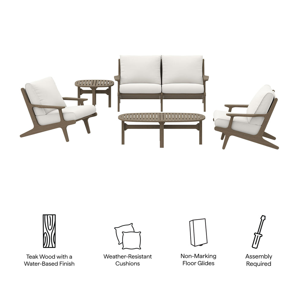 Saratoga 5-Piece Outdoor Patio Teak Wood Furniture Set by Modway | Outdoor Patio Daybed | Modishstore - 5