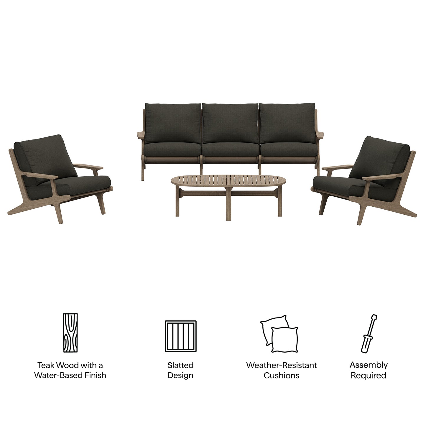 Saratoga 4-Piece Outdoor Patio Teak Wood Furniture Set by Modway