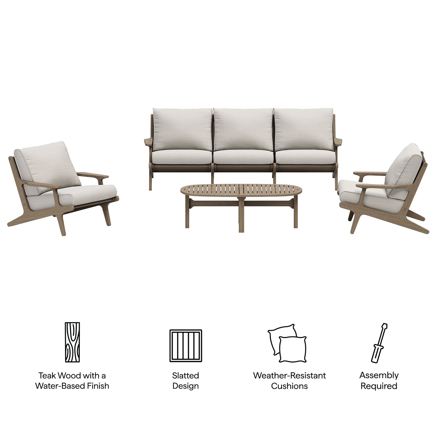 Saratoga 4-Piece Outdoor Patio Teak Wood Furniture Set by Modway