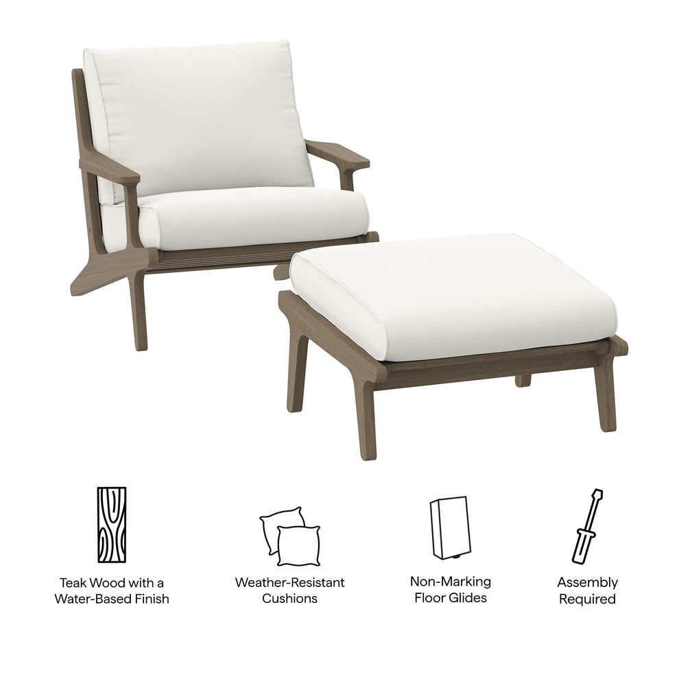 Saratoga Outdoor Patio Teak Wood Chair and Ottoman Set by Modway | Outdoor Patio Daybed | Modishstore - 5