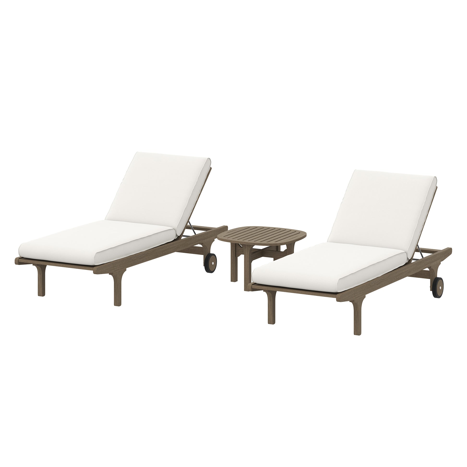 Saratoga Outdoor Patio Teak Wood 3-Piece Chaise Lounge Furniture Set by Modway | Outdoor Patio Daybed | Modishstore - 2