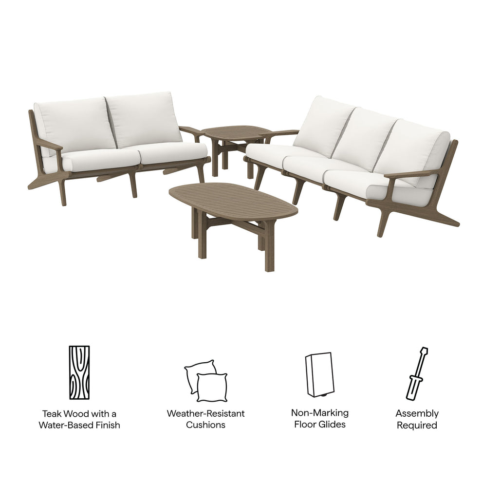 Saratoga 4-Piece Outdoor Patio Teak Wood Furniture Set by Modway | Outdoor Patio Daybed | Modishstore - 5
