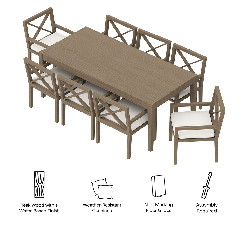 Northlake 9-Piece Outdoor Patio Teak Wood Dining Set by Modway | Outdoor Patio Daybed | Modishstore - 6