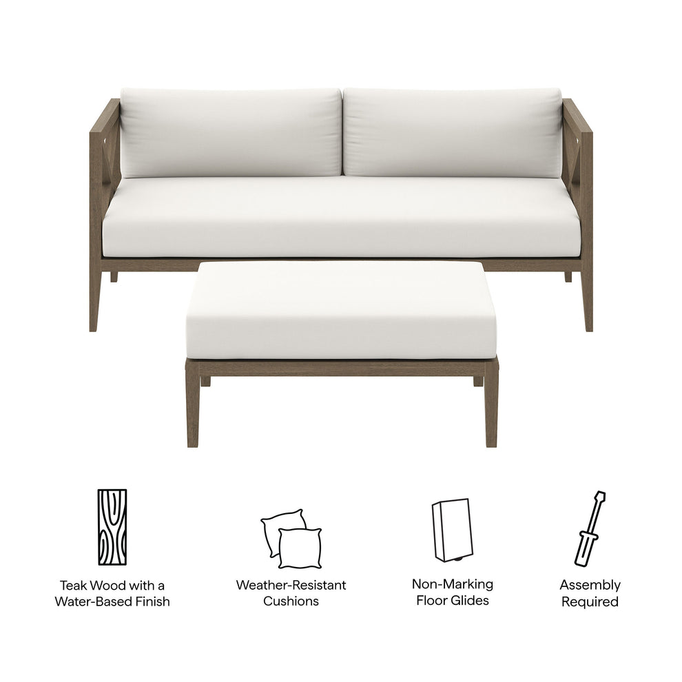 Northlake Outdoor Patio Teak Wood Loveseat and Ottoman Set by Modway | Loveseats | Modishstore - 6