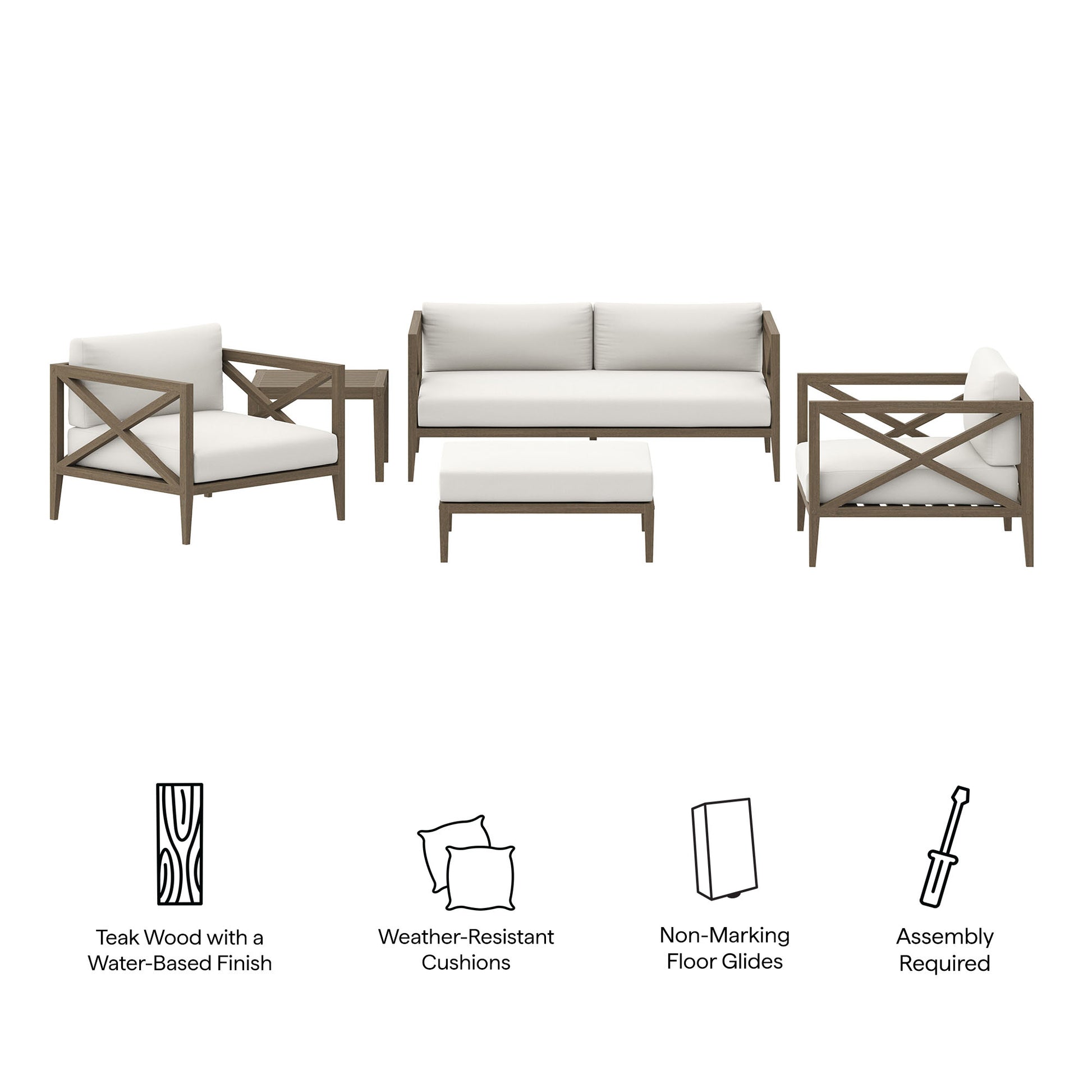 Northlake 5-Piece Outdoor Patio Teak Wood Furniture Set by Modway | Outdoor Patio Daybed | Modishstore - 5