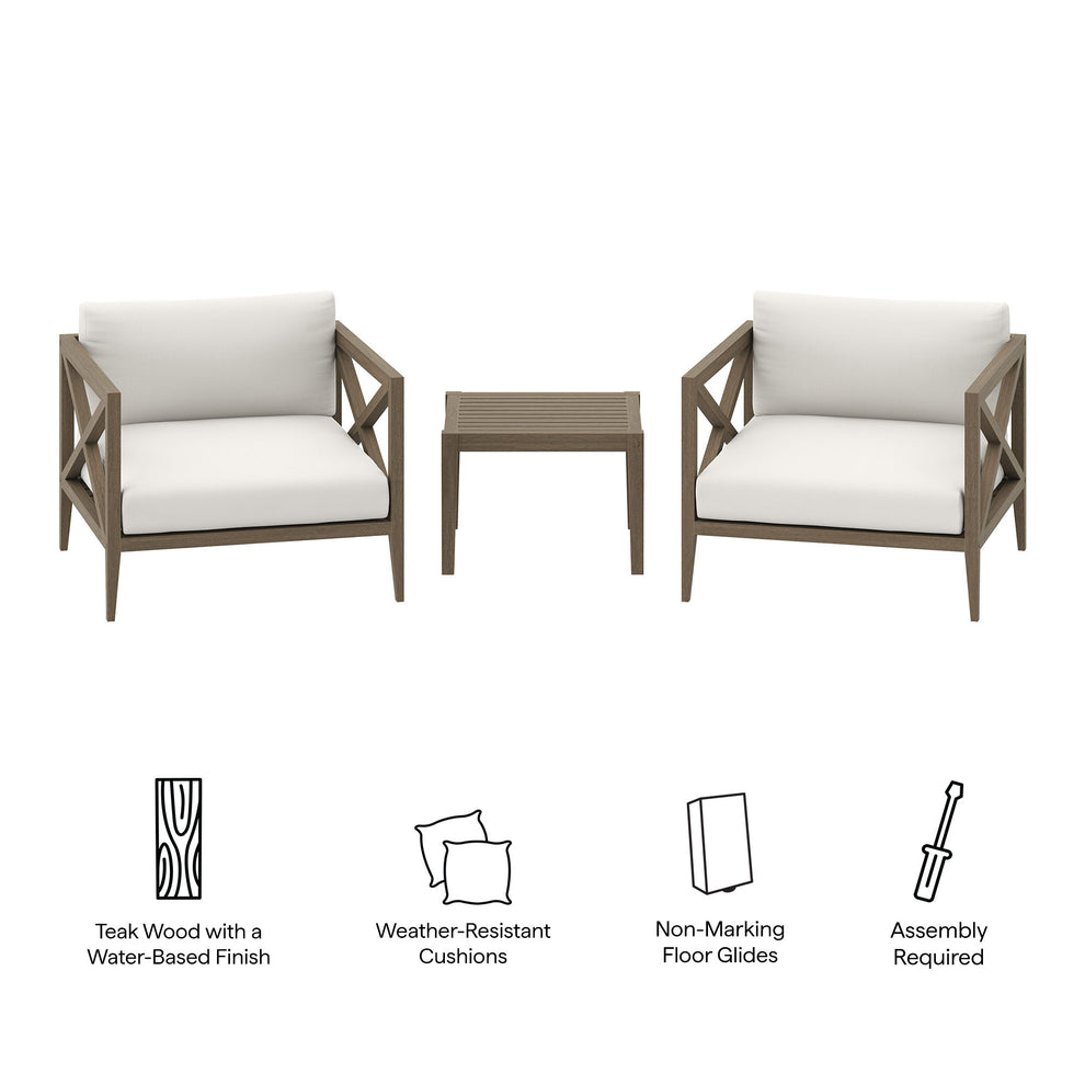 Northlake 3-Piece Outdoor Patio Teak Wood Furniture Set with Armchair and Side Table by Modway | Outdoor Patio Daybed | Modishstore - 5