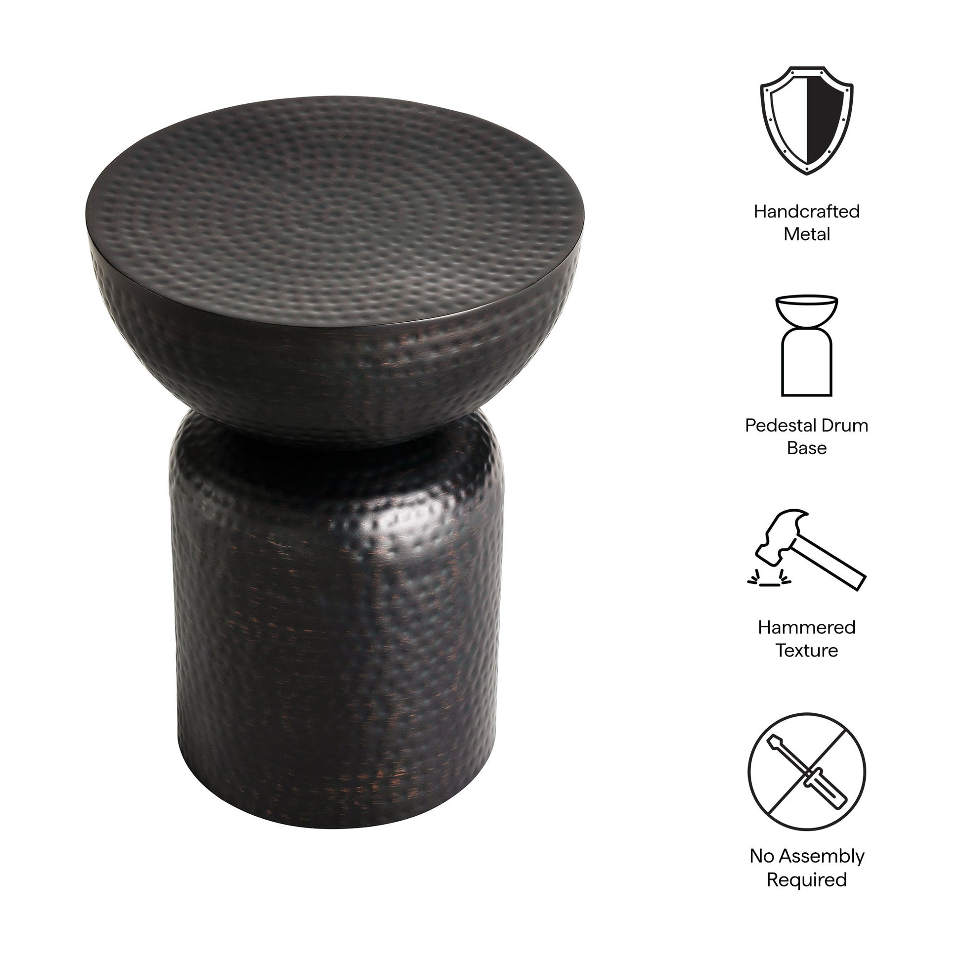 Mella Metal Hammered Side Table by Modway | Side Tables | Modishstore - 6