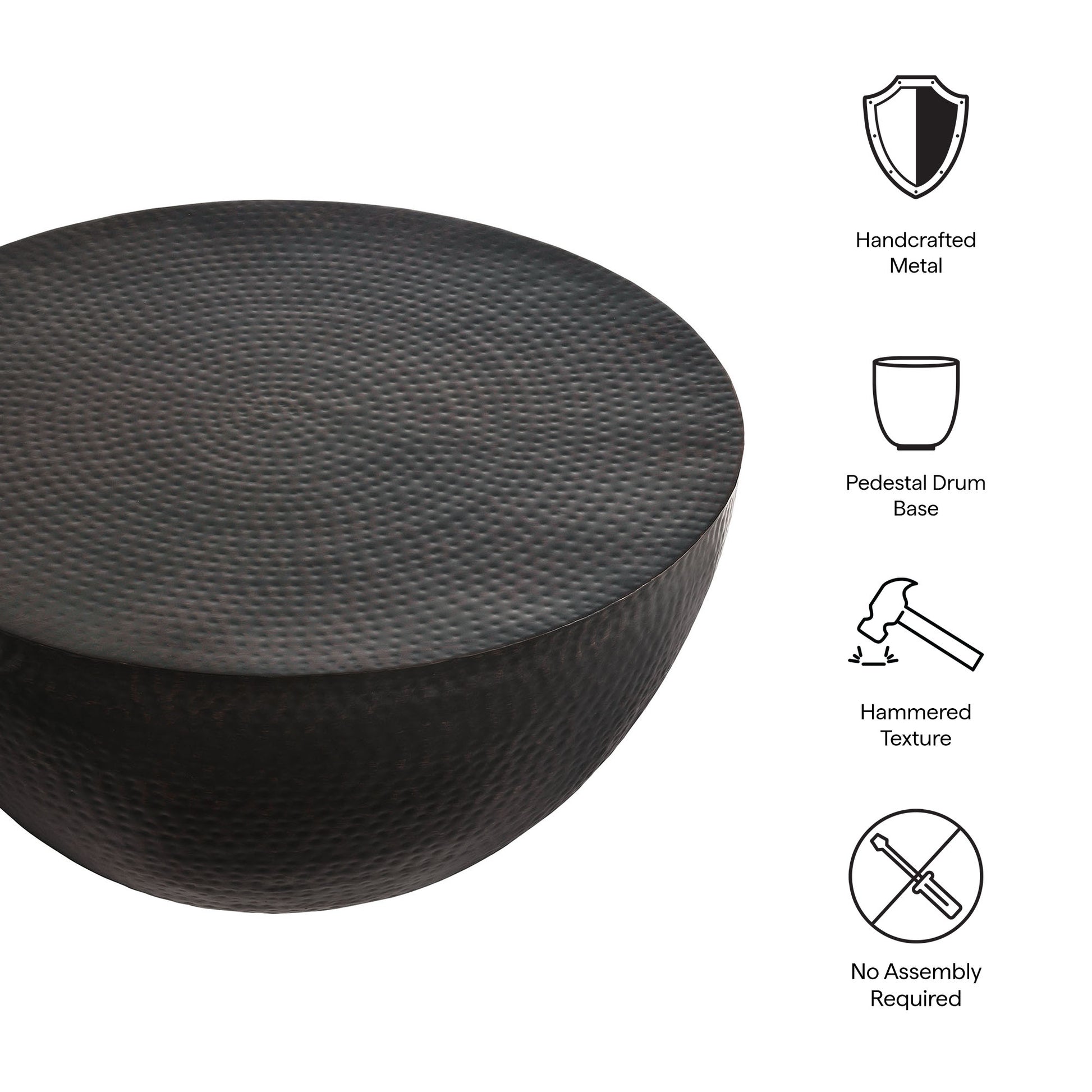 Mella 32 Inch Metal Hammered Coffee Table by Modway | Coffee Tables | Modishstore - 6