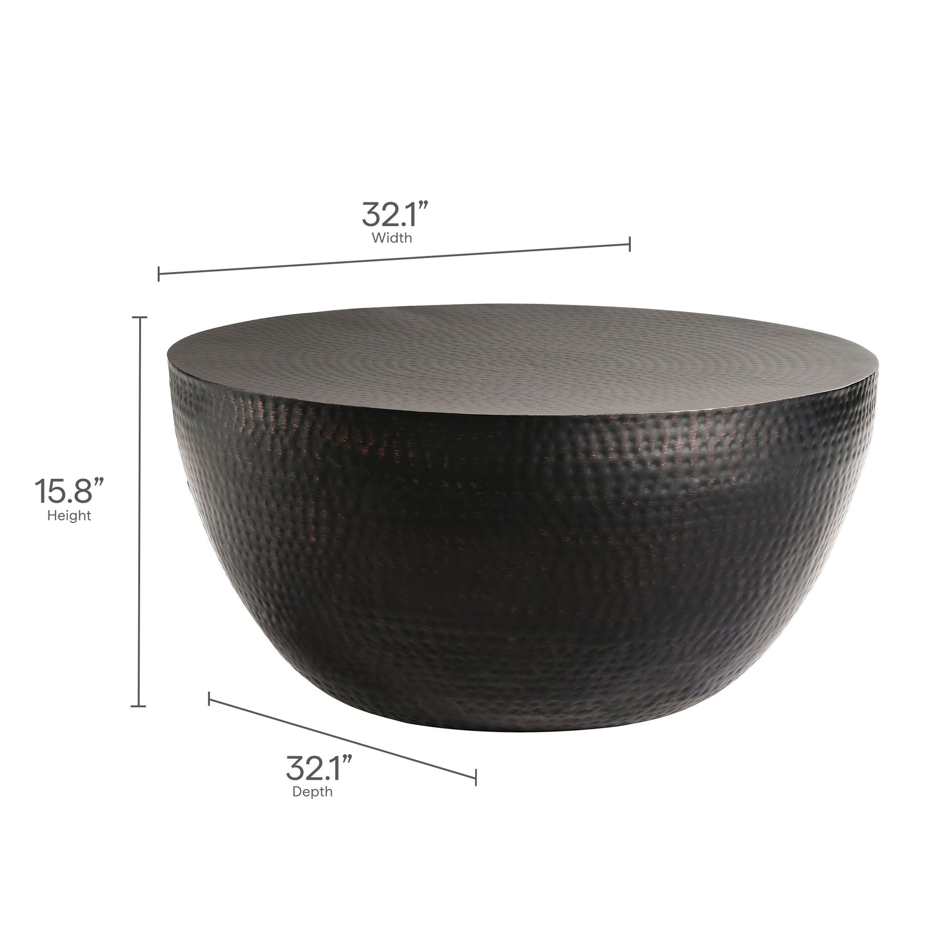 Mella 32 Inch Metal Hammered Coffee Table by Modway | Coffee Tables | Modishstore - 7