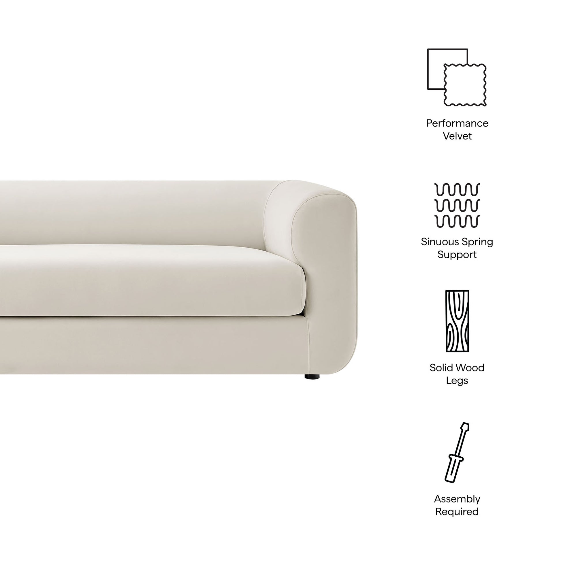 Leif 89" Performance Velvet Upholstered Sofa by Modway | Sofas | Modishstore - 8