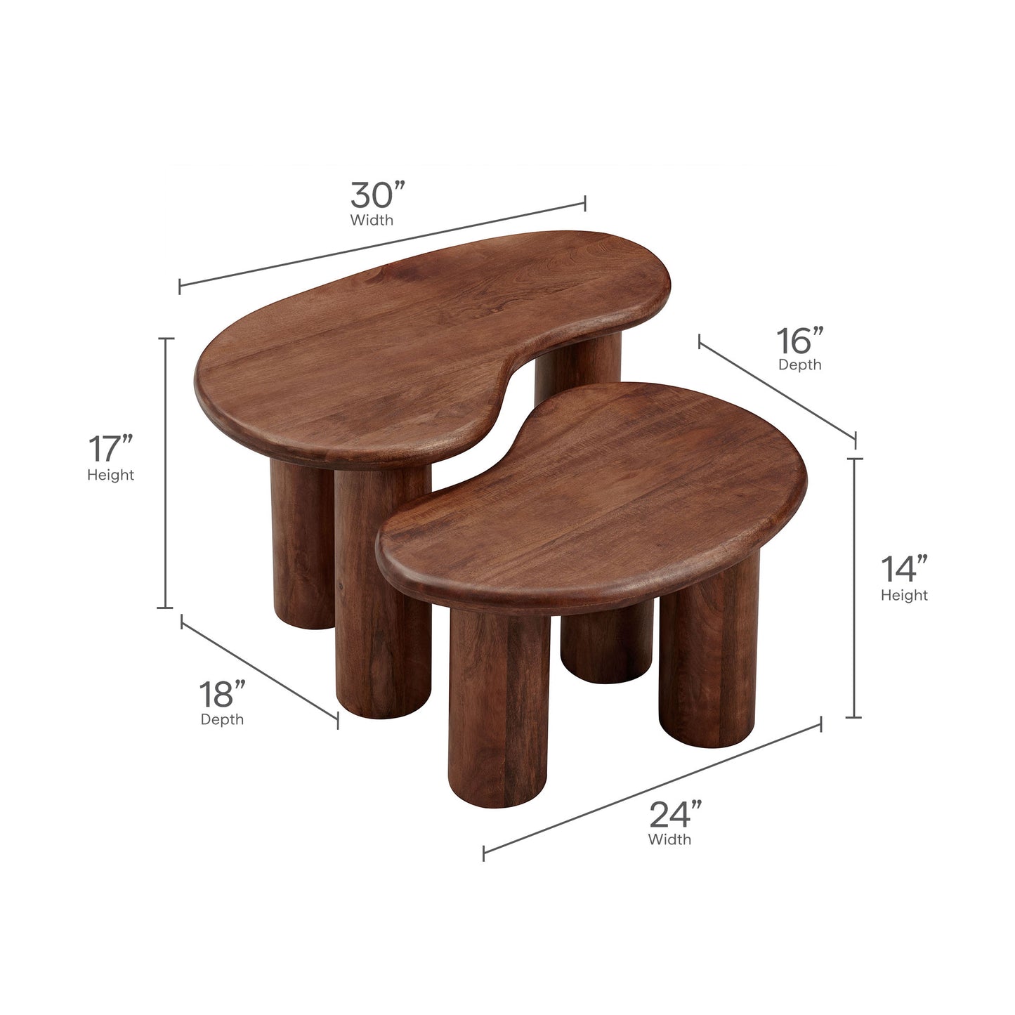 Hackney Mango Wood Nesting Coffee Table Set by Modway | Coffee Tables | Modishstore - 20