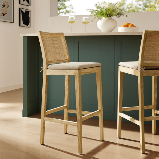 Ovard Wood and Rattan Bar Stool by Modway | Bar Stools | Modishstore - 1