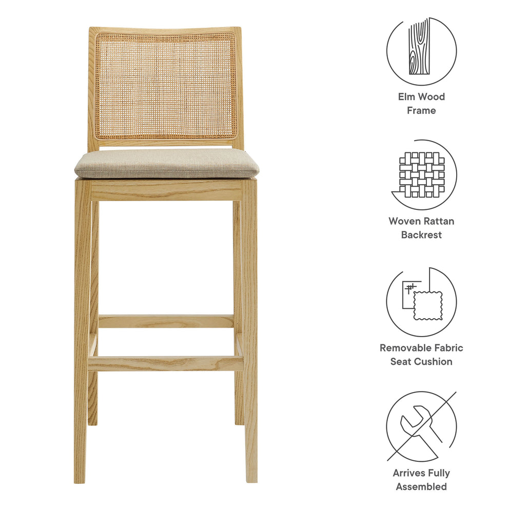 Ovard Wood and Rattan Bar Stool by Modway | Bar Stools | Modishstore - 8