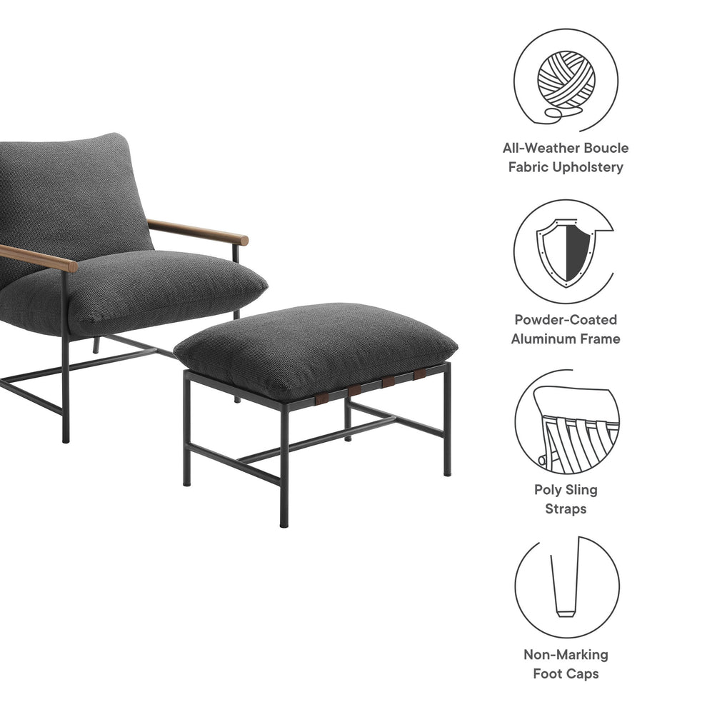 Raya Outdoor Patio Boucle Lounge Chair and Ottoman by Modway | Lounge Chairs | Modishstore - 3