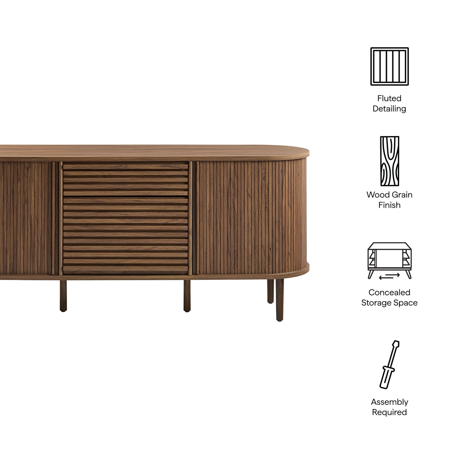 Harlan 67" Fluted Oval Sideboard Cabinet by Modway | Sideboards | Modishstore - 11