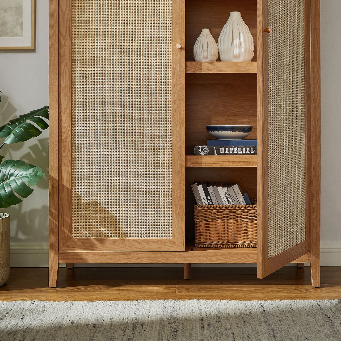 Calista 79" Tall Wide Rattan Arched Storage Cabinet by Modway | Cabinests | Modishstore - 7