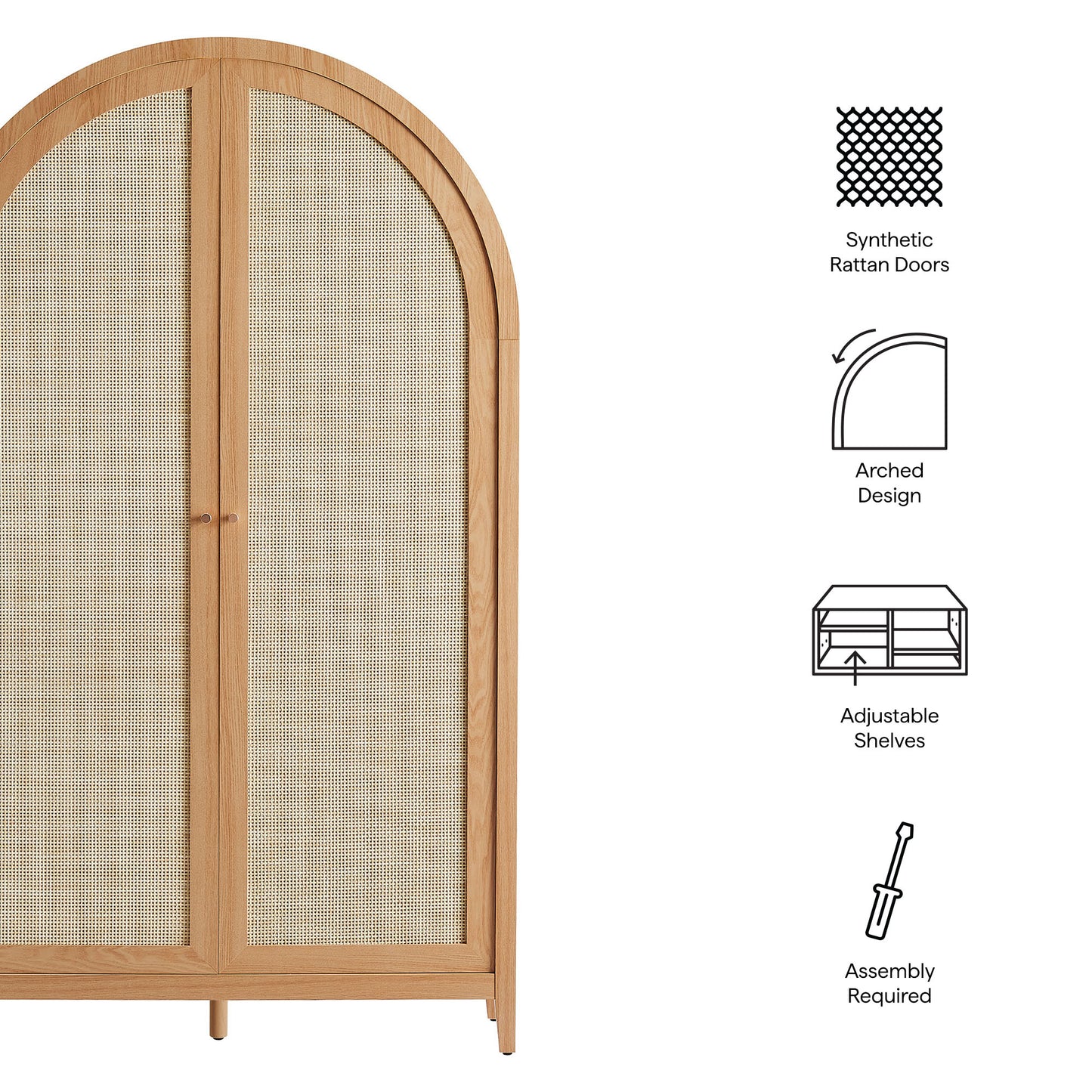 Calista 79" Tall Wide Rattan Arched Storage Cabinet by Modway | Cabinests | Modishstore - 8