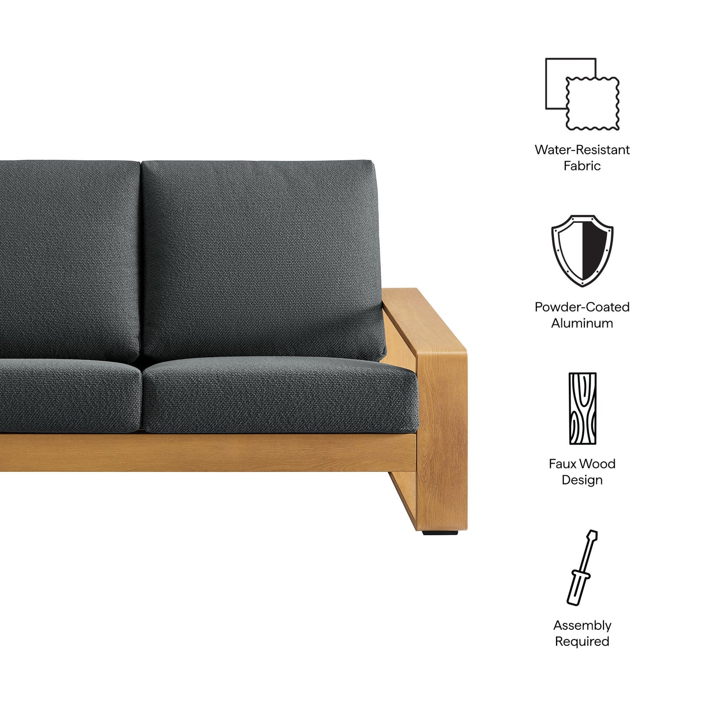 Lirienne Outdoor Patio Aluminum Faux Wood Loveseat by Modway | Loveseats | Modishstore - 8