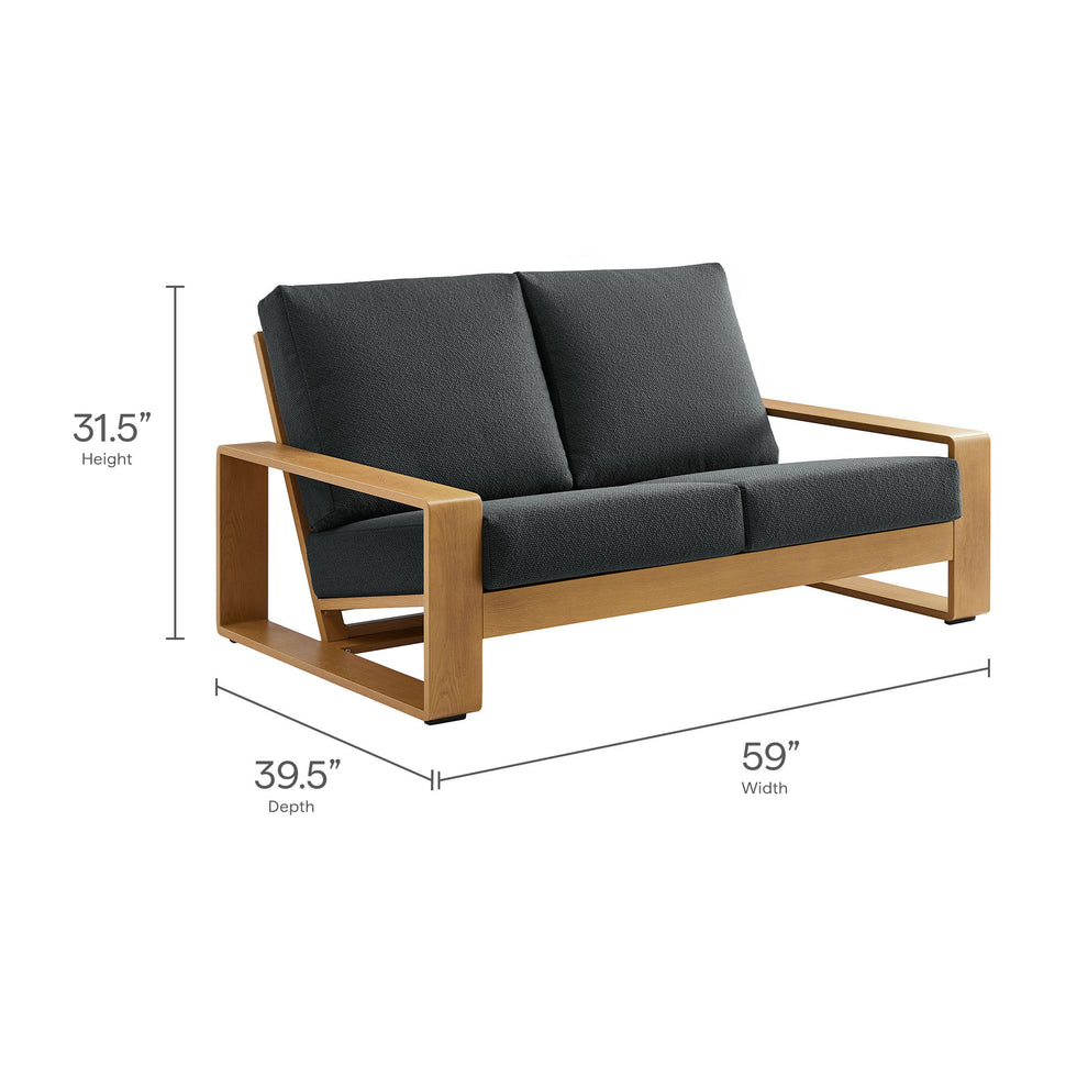 Lirienne Outdoor Patio Aluminum Faux Wood Loveseat by Modway | Loveseats | Modishstore - 9
