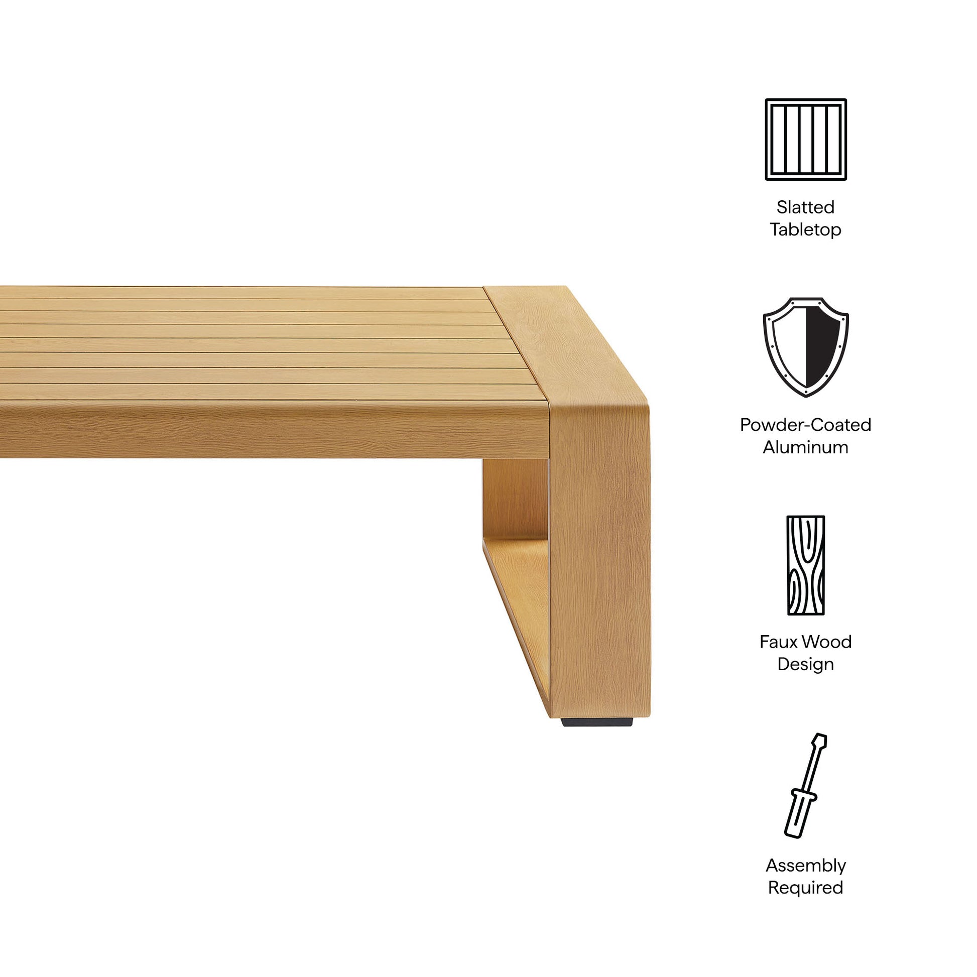 Lirienne Outdoor Patio Aluminum Faux Wood Coffee Table by Modway | Outdoor Patio Daybed | Modishstore - 8