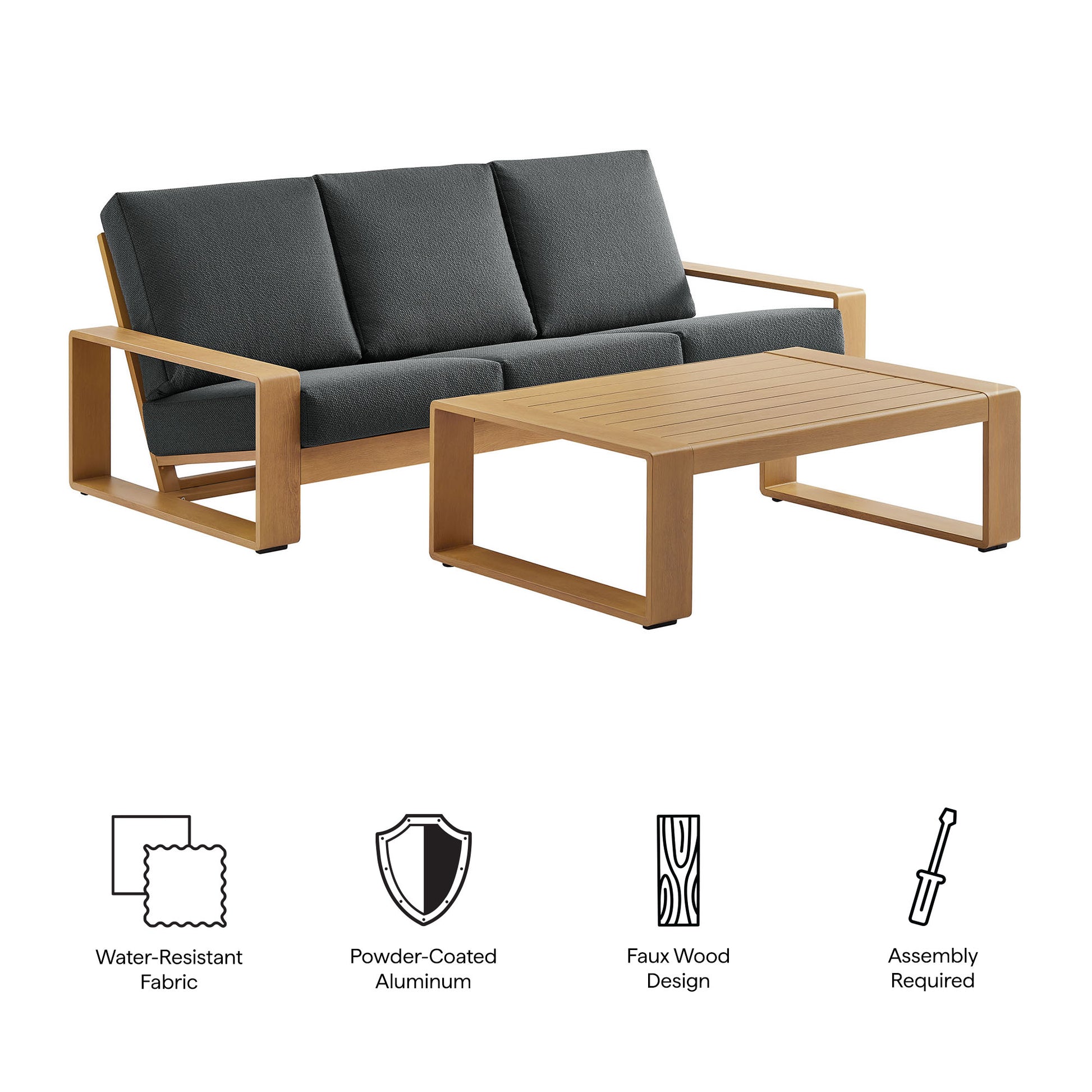 Lirienne 2-Piece Outdoor Patio Aluminum Faux Wood Furniture Set by Modway | Outdoor Patio Daybed | Modishstore - 3