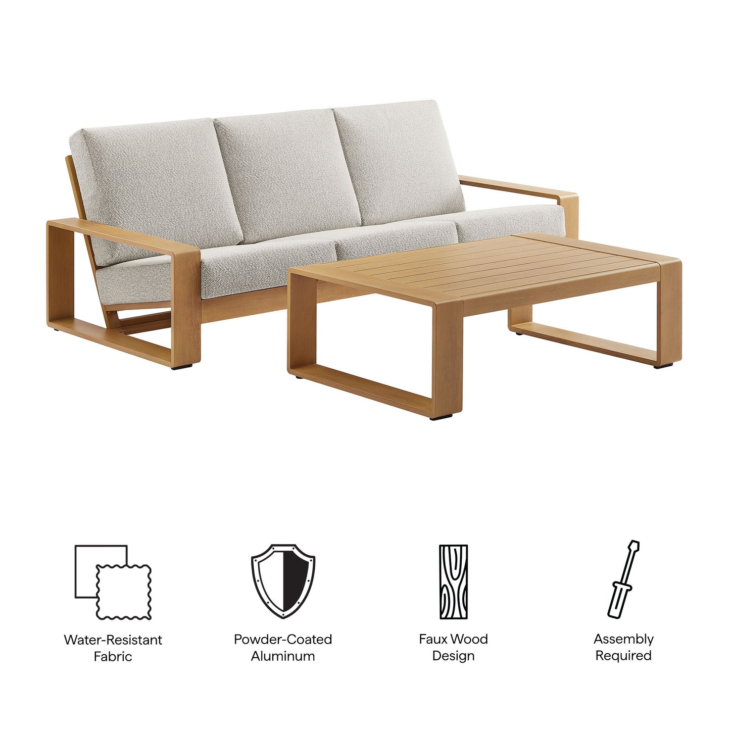 Lirienne 2-Piece Outdoor Patio Aluminum Faux Wood Furniture Set by Modway | Outdoor Patio Daybed | Modishstore - 6