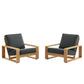 Lirienne Outdoor Patio Aluminum Faux Wood Armchairs Set of 2 by Modway