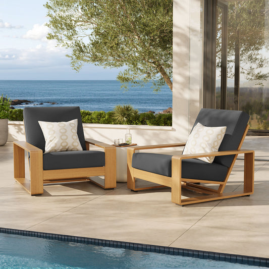 Lirienne Outdoor Patio Aluminum Faux Wood Armchairs Set of 2 by Modway