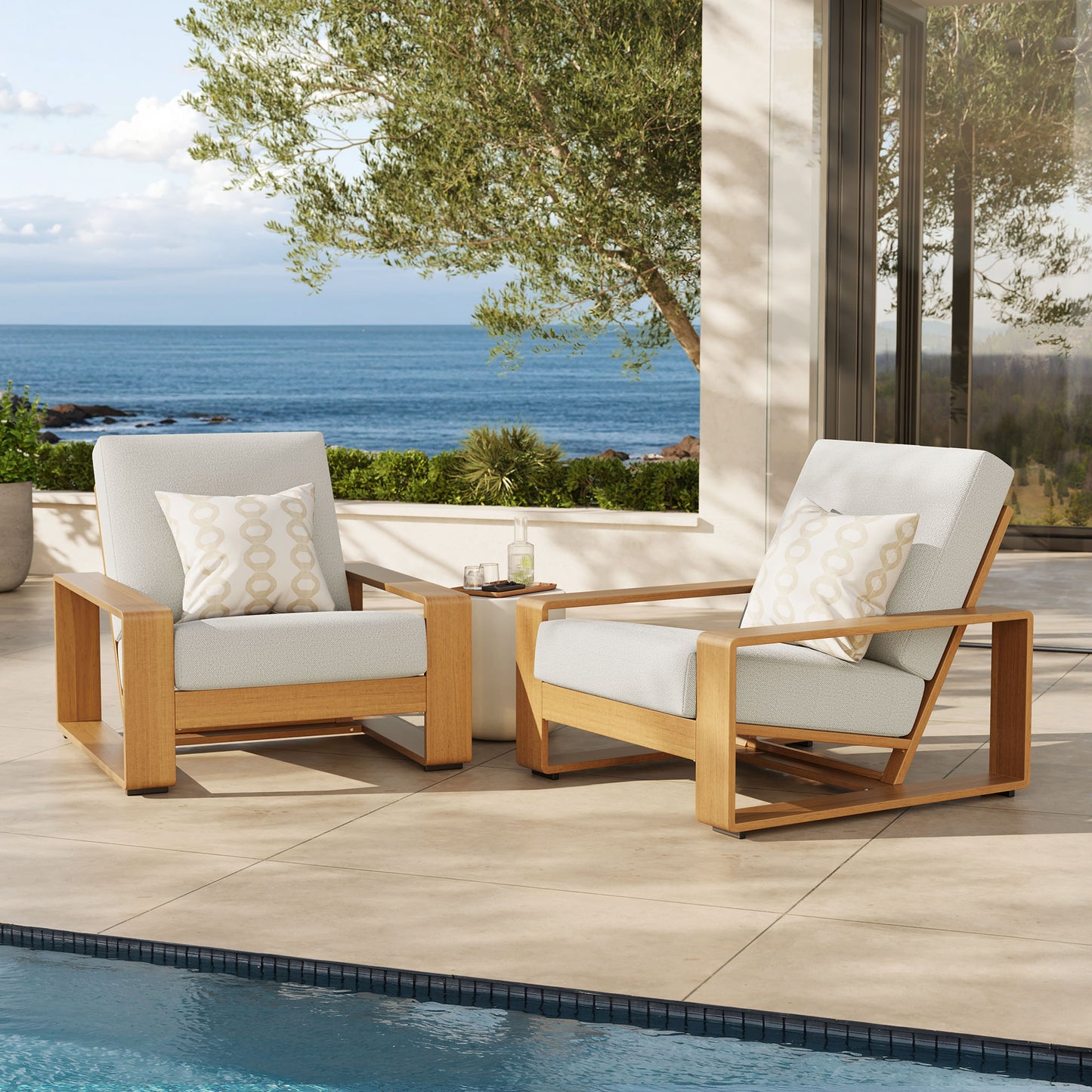 Lirienne Outdoor Patio Aluminum Faux Wood Armchairs Set of 2 by Modway
