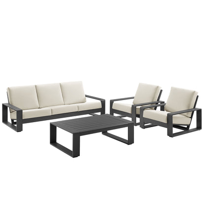 Lirienne Outdoor Patio Aluminum Faux Wood Armchairs Set of 2 by Modway