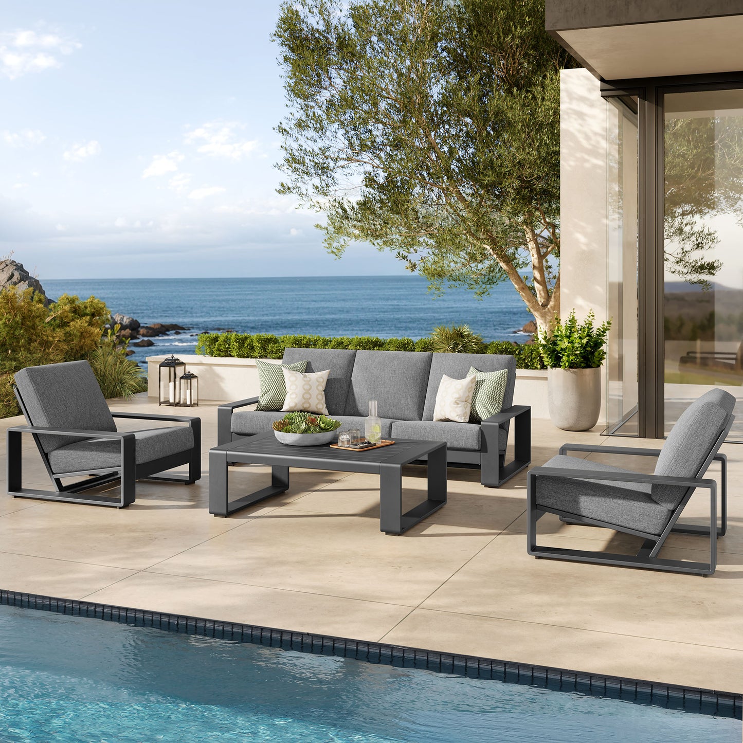 Lirienne Outdoor Patio Aluminum Faux Wood Armchairs Set of 2 by Modway
